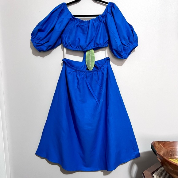 NWT Farm Rio Blue Midi Knot Dress SOLD OUT ONLINE MSRP$200 - Picture 12 of 16